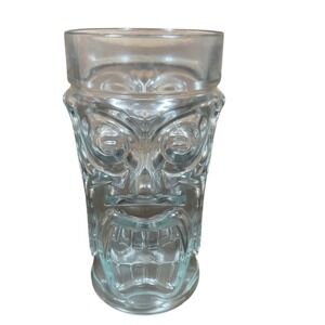 Vintage Anchor Hocking Tiki Face- High Relief Drinking Glass- 2 Sided